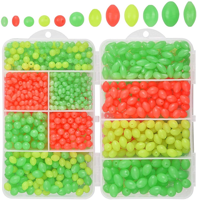 OROOTL Fishing Beads Saltwater Freshwater, 1000pcs Glow Fish Beads Soft Rubber Fishing Line Bead Oval Round Luminous Bait Eggs for Rigs Steelhead Trout Bass Salmon Lure Making - Image 1
